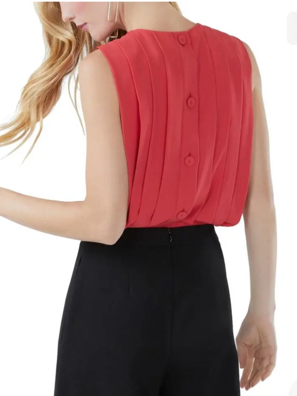 BCBG MAXAZRIA Women’s Georgette Pin Tucked Cap Sleeve Blouse